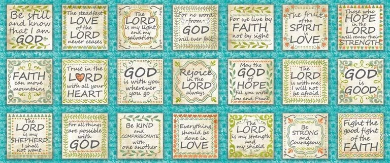 Parches religiosos rejoice Inspirational Sayings panel de tela de algodón de 18x44" Foto 1 de 1