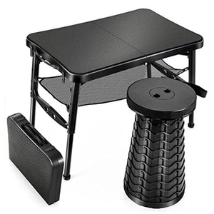 Retractable Small Folding Table and Stool Set, Portable Camping Foldable Table - Picture 1 of 7