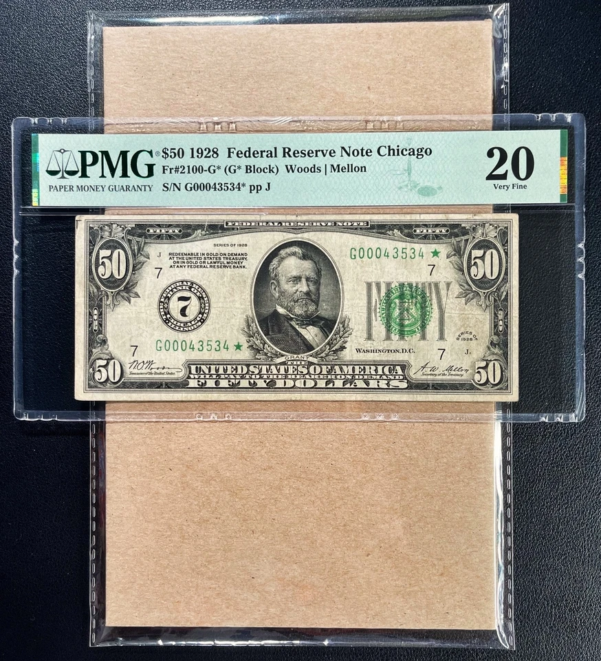 Fr. 2100 1928 $50 FRN CHICAGO "Numerical District #7" *STAR* PMG 20 - VF Comment - Image 1 of 2