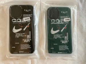 New Set of 2 iPhone 12/12 PRO NIKE AIR Case Green Black - Picture 1 of 2