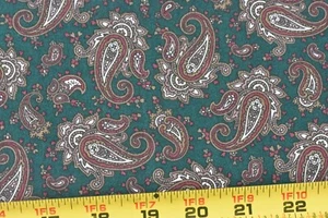 18" Long, Vintage, Brown & Tan Paisley on Green Quilt Cotton, Marcus, P8903 - Picture 1 of 5