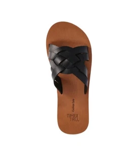 ☆Neu mit Etikett Time and Tru! DAMEN GEFLOCHTENE PANTOLETTEN SANDALEN SCHWARZ GRÖSSE 11  - Bild 1 von 5
