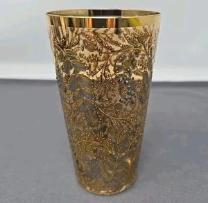 Bohemian Moser Juice Glass / Tumbler Gold Enamel Decor 4 inches, late 1800's - Picture 1 of 12