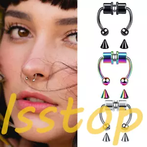 Magnetic Non-Piercing Nose Ring Fake Septum Segment Womens Mens Body Jewelry US - Picture 1 of 11