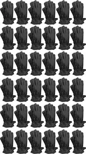 36 Units Men's Winter Warm Gloves, Fleece Lined Black Gripper- Ski Gloves, Black - Picture 1 of 4