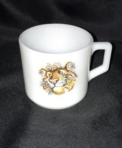 Vtg Fire King Milk Glass ESSO EXXON MOBILE TIGER Advertising Coffee Cup~Mug - Picture 1 of 6