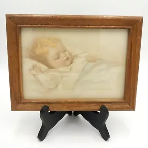 Vintage Bessie Pease Mighty Like A Rose Sleeping Baby 6"  X 8" Framed Print - Picture 1 of 3
