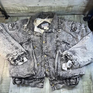 Chaqueta Jean Negra Lavada Ácida Años 80 De Colección Rara Hecha por Petróleo ¡Desgastada! - Imagen 1 de 18