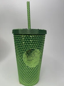 NEW Starbucks ‘23 Winter Holiday Green Bling Stud 16oz Tumbler With Straw - Picture 1 of 2