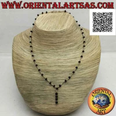 Collana girocollo di perline di onice e di argento 925 ‰ infilate con filo pende - Immagine 1 di 2