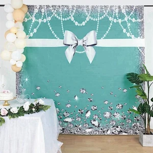 8 ft Vinyl PHOTO BACKDROP Diamonds Pearls Party Birthday BANNER Events Supplies - Picture 1 of 8
