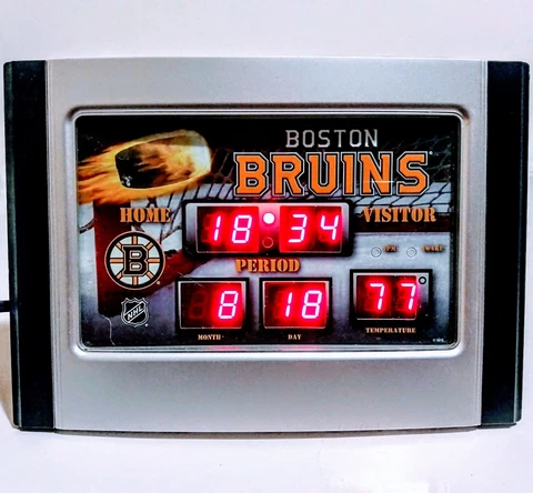 🏒 RARE BOSTON BRUINS HOCKEY DIGITAL SCOREBOARD CLOCK WITH DATE & TEMPERATURE 🏒 Cover