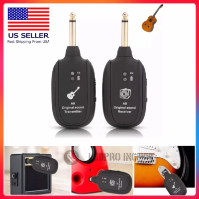 Guitar Bass WIRELESS System Transmitter Receiver Built In Rechargeable Battery - Image 1 of 4