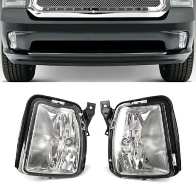 Pair Front Fog Light Lamps w/Bulbs Clear Lens Fit Dodge RAM 1500 13-2017 LH+RH - Image 1 of 4