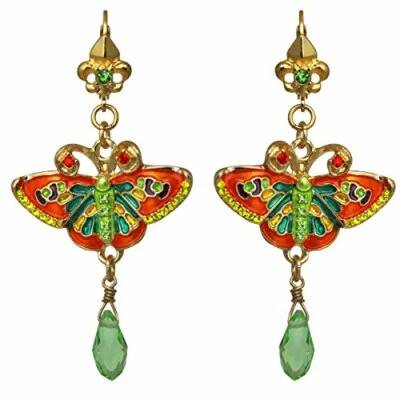 Ritzy Couture "Monarch Butterfly" Multi Color Orange Leverback Earrings-Goldtone - Image 1 of 4