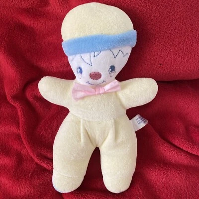 🇫🇷Doudou Hochet Petit Personnage Bonnet Jaune Bleu Rose SUCRE D ORGE VINTAGE - Photo 1/4