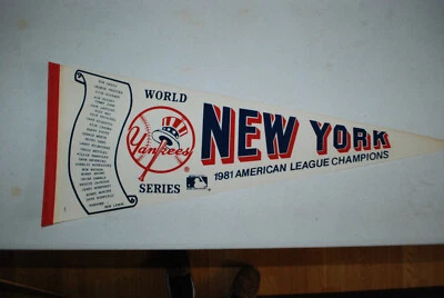 Banderín de pergamino vintage de los New York Yankees 1981 campeones de la Liga Americana,  Foto 1 de 4