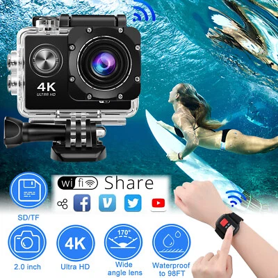 Action Cam 4K WiFi Sport Kamaras WiFi Unterwasserkamera mit 30M Wasserdichtes