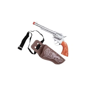 Pistola da cowboy e fondina abito fantasioso oggetto di scena selvaggio sceriffo west pistola accessorio adulto - Foto 1 di 5
