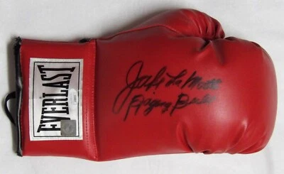 Guante de Boxeo Jake LaMotta Boxer Firmado Rojo Everlast Autenticado JSA Foto 1 de 4