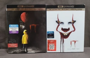 Steven King's IT Chapters 1 & 2 (2017 / 2019) 4K UHD + Blu-Ray with Slipcovers - Picture 1 of 12