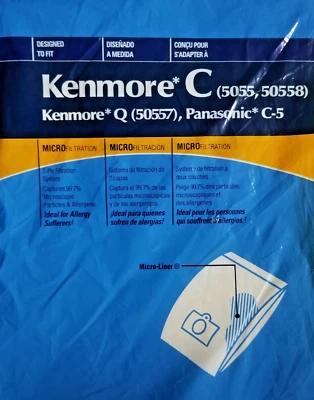 Microfiltration Replacement Vacuum Bags Kenmore C Kenmore Q Panasonic C-5 NEW - Image 1 of 4