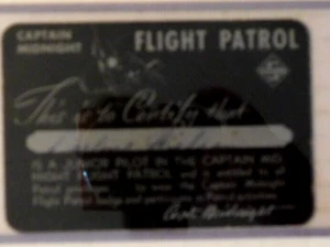 Captain Midnight Flight Patrol Black membership card - Picture 1 of 2