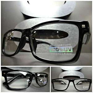 Men Women CLASSIC Vintage RETRO Style Clear Lens EYE GLASSES Black Optical Frame - Picture 1 of 9