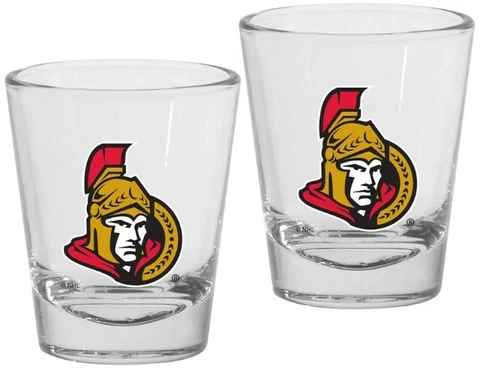 Ottawa Senators 1.5oz Round Team Logo Shot Glass Set (Qty: 2 Glasses) Cover