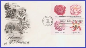 USA3 #1876-79 U/A ARTCRAFT FDC BL4 Flowers - Bild 1 von 1