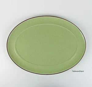 Denby ENERGY CLEADON: 14 5/8" Oval Platter MINT UNUSED! Green & Brown, England - Picture 1 of 3