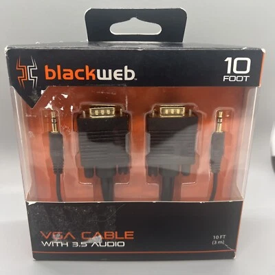 Blackweb VGA Cable With 3.5 Audio 10 FT Connect PC to VGA Compatible Device. - Image 1 of 4