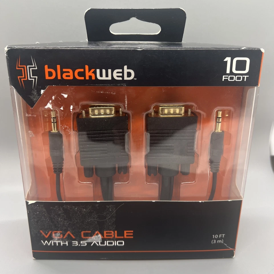 Blackweb VGA Cable With 3.5 Audio 10 FT Connect PC to VGA Compatible Device. - Image 1 of 4