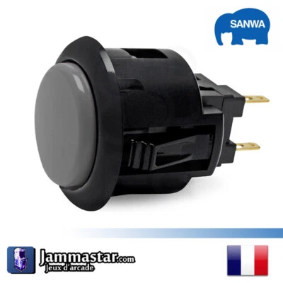Boutons arcades originaux Sanwa Denshi OBSF-24 - Sanwa - Noir Gris - Black Grey