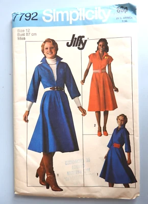 Simplicity 7792 sewing pattern Dress with flared skirt and collar size 12  UNCUT - Image 1 of 2