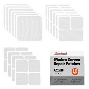 16 Sheets Window Screen Patches, Grey Window Screen Repair Kit, 3 Sizes - Picture 1 of 12