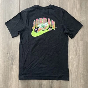 Jordan Air Jordan Mens S T Shirt Black Neon Orange Pink Green Jumpman Graphic - Picture 1 of 8