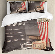 Movie Theater Duvet Cover Set with Pillow Shams Motion Picture Print