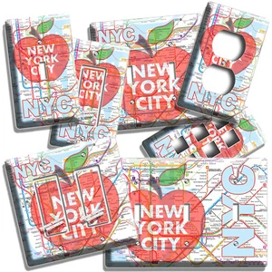 NYC NEW YORK CITY BIG APPLE SUBWAY MAP LIGHT SWITCH OUTLES WALL PLATE ROOM DECOR - Picture 1 of 34