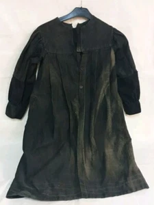 RARE ANCIENNE ROBE BLOUSE TABLIER ECOLIER 1900 NOIRE MOLESKINE - Imagen 1 de 17