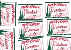 Vintage 1960's Lot of 8 RHINELANDER, WI. Unused BEER LABELS ~ Super Export - Picture 1 of 2