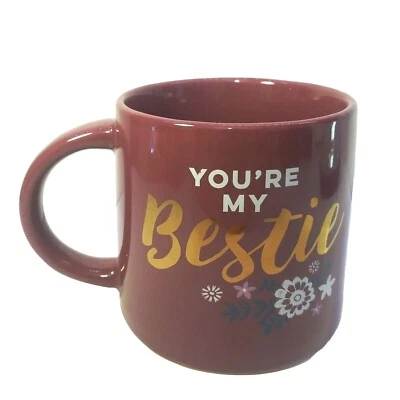 Taza de café púrpura You're My Bestie taza de té flor dorada umbral amigo objetivo. Foto 1 de 4