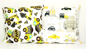 2 pack baby pillows filled cushions 4 pram cot bed cars yellow trucks 1 year+ - Picture 1 of 1