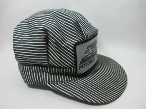 Vintage USA Potomac Eagle Patch White Blue Stripe Train Engineer Snapback Hat - Picture 1 of 11