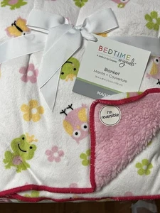 Bedtime Originals Baby Blanket Magic Kingdom Frog Prince Owls Pink White Girl - Picture 1 of 6