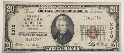 1929 20 Dollar The National Bank of the city of NEW YORK Rare - Image 1 of 2