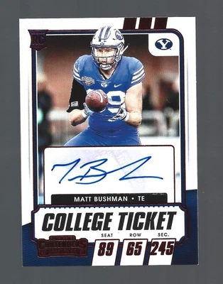 Matt Bushman AUTOGRAPH Red BYU Cougars 2021 Panini Contenders AUTO Football - Image 1 of 2