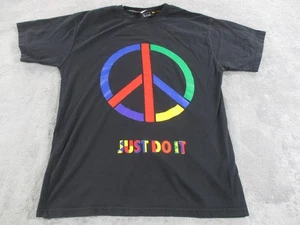T-shirt uomo Nike Just Do It segno di pace logo maglietta nera arcobaleno anni 90 urbana SMALL - Foto 1 di 10
