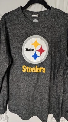 Camiseta de hombre grande gris oscuro Pittsburgh Steelers manga larga equipo equipo de fútbol americano Foto 1 de 4