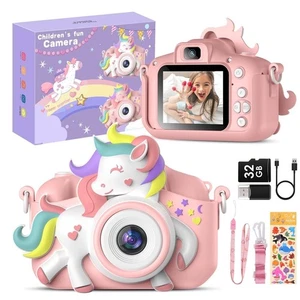 Kinderkamera für 3+ Jahre rosa mit Einhorn mit 32 GB SD-Karte & USB - Bild 1 von 1